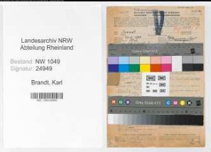 Entnazifizierung Karl Brandt , geb. 29.11.1899 (Vollziehungsbeamter)