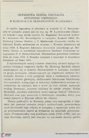 6: Ołtarzowa rzeź figuralna Antoniego Osińskiego w kościele o.o. bernardynów w Leżajsku