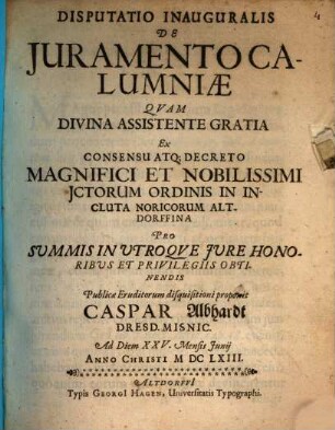 Diss. inaug. de iuramento calumniae