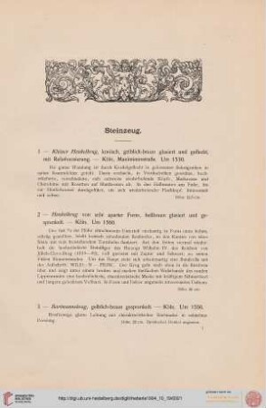 Steinzeug (Nr. 1-52)