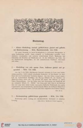 Steinzeug (Nr. 1-52)