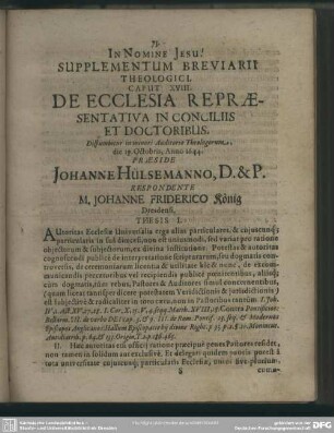 Caput XVIII. De Ecclesia Repraesentativa In Conciliis Et Doctoribus