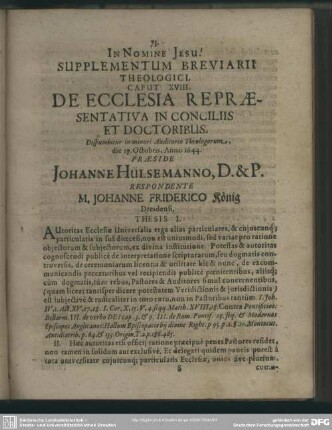 Caput XVIII. De Ecclesia Repraesentativa In Conciliis Et Doctoribus