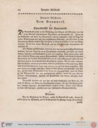 Zweyter Abschnitt: Vom Baumwerk