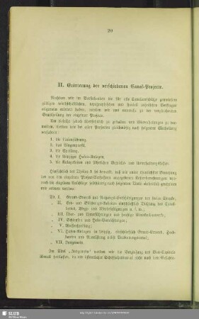 II. Erörterung der verschiedenen Canal-Projecte
