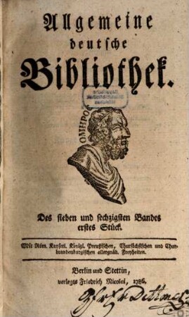 Allgemeine deutsche Bibliothek. 67. 1786