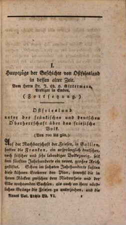 Neues vaterländisches Archiv oder Beiträge zur allseitigen Kenntniß des Königreichs Hannover und des Herzogthums Braunschweig. 1824,2, 1824,[2] = Bd. 6