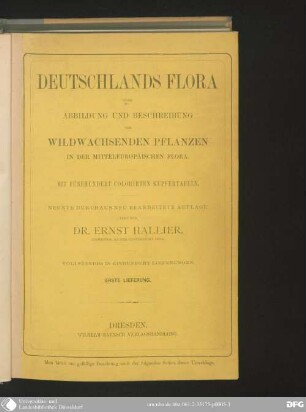 Bildbd. 3: Deutschlands Flora oder Abbildung und Beschreibung der wildwachsenden Pflanzen in der mitteleuropäischen Flora : Textbd. [nebst.] Abb.