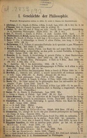Lagerkatalog der J. J. Heckenhauer'schen Buch- und Antiquariatshandlung. 92. 1880 = Philosophischer Lagerkatalog