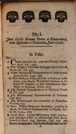 Verzeichniß einer aus allen Theilen der Rechtsgelehrsamkeit und Geschichte, besonders der Mecklenburgischen, auch Theologia, Litteratur und Oeconomie bestehenden Bücher-Sammlung, des ... Herrn Rudlof zu Moisall, so am 17. Junii 1776 zu Bützow ... verkaufet werden sollen