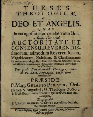 Theses theol. de Deo et angelis