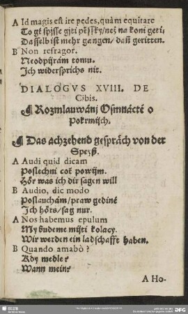 Dialogus XVIII: De Cibis