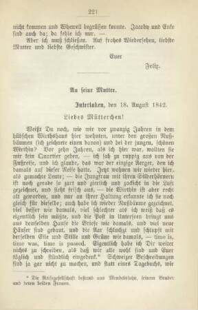 An seine Mutter. Interlaken, den 18. August 1842