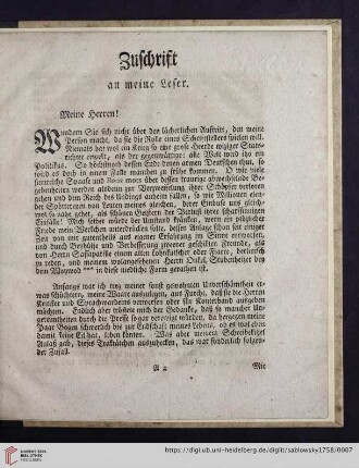 Zuschrift an meine Leser [Vorwort]