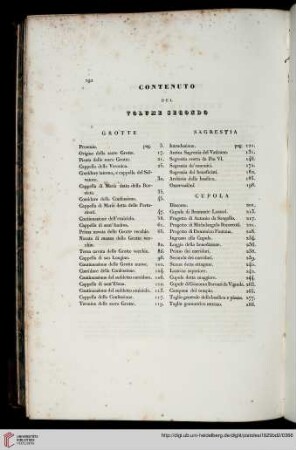 Contenuto del volume secondo