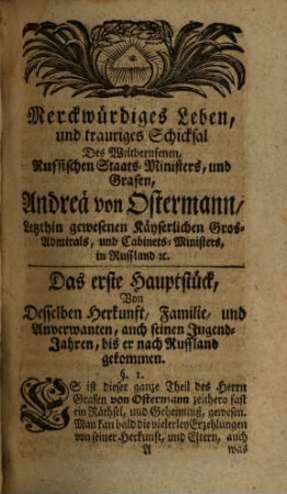 Leben des Grafen von Ostermanns
