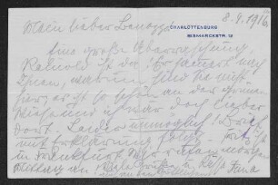 Brief von Irma Klimsch und Unbekannt an Margarete Hauptmann