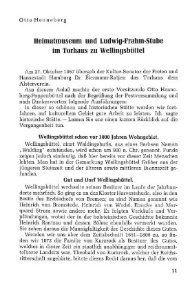 Heimatmuseum und Ludwig-Frahm-Stube im Torhaus zu Wellingsbüttel