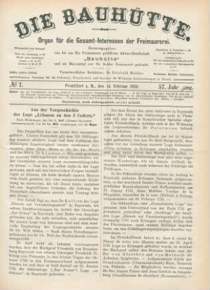 No. 7. Frankfurt a. M., den 14. Februar 1914. 57. Jahrgang.