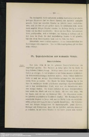 IX. Papierfabrikation und verwandte Gebiete