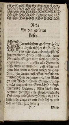 Rede An den geehrten Leser.
