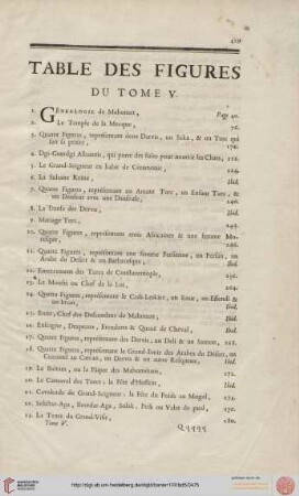 Table des figures du tome V