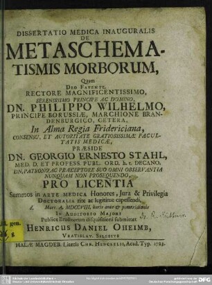 Dissertatio Medica Inauguralis De Metaschematismis Morborum