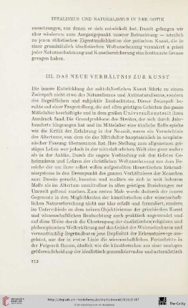 III. Das neue Verhältnis zur Kunst