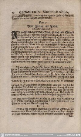 Pars 7. Vom Steigen und Fallen/ und was darbey zubeobachten.