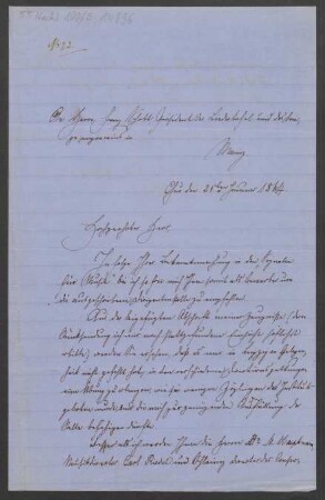 Brief an Franz Schott und Mainzer Liedertafel : 21.01.1864