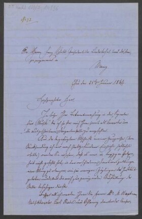 Brief an Franz Schott und Mainzer Liedertafel : 21.01.1864