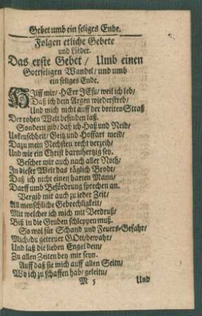Folgen etliche Gebete und Lieder.
