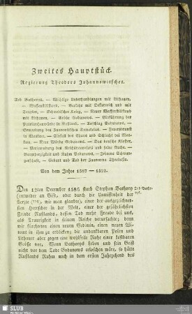 Viertes Hauptstück. Fortsetzung der Regierung Theodors Johannowitsches. vom Jahr 1587 - 1592