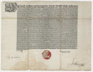 Münzedikt Kaiser Rudolf II.; Eigenhändige Unterschrift.