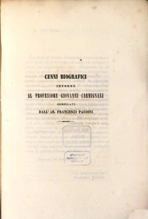 Cenni biografici intorno al professore Giovanni Carmignani
