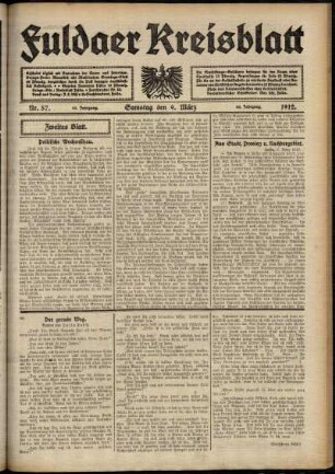 Zweite Ausgabe vom Samstag, den 09. März 1912.