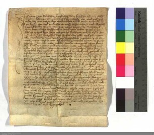 Henne v. Rodehausen Burgmann zu Kirchhain verkauft dem Peter v. St. Nabor Bürger zu Marburg seinen Eigenhof zu Seelheim für 165 rhein. Gulden.
