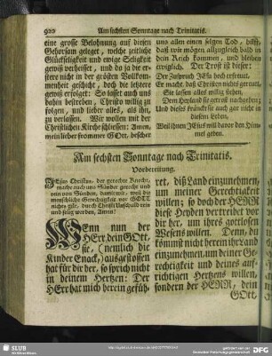 Am sechsten Sonntage nach Trinitatis