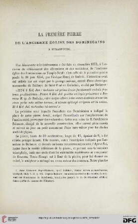2.Ser. 9.1874/75: La premiére pierre de l'ancienne église des dominicains a Strasbourg