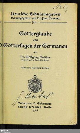 Götterglaube und Göttersagen der Germanen