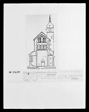 Cluny, Abteikirche, heutiger Restbau, Schnitt, Blick nach Süden