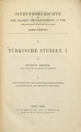 Türkische Studien, 1