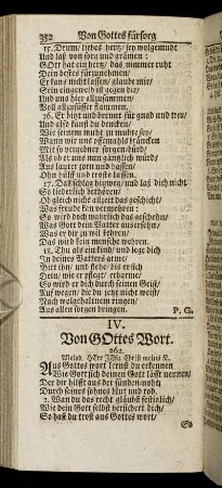 IV. Von Gottes Wort. - VIII. Von der Liebe Gottes und Jesu.