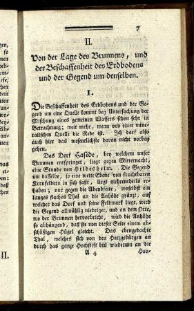 II. Von der Lage des Brunnen, und der Beschaffenheit des Erdbodens und der Gegend um denselben.