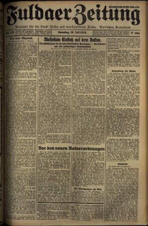 Ausgabe vom Samstag, den 26. Juli 1930.