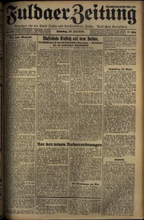Ausgabe vom Samstag, den 26. Juli 1930.
