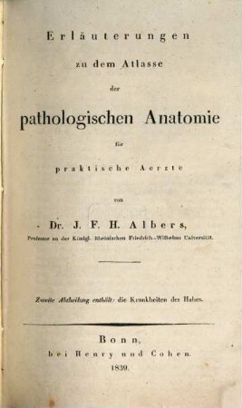 Erläuterungen zu dem Atlasse der pathologischen Anatomie : für praktische Ärzte, 2. Die Krankheiten des Halses