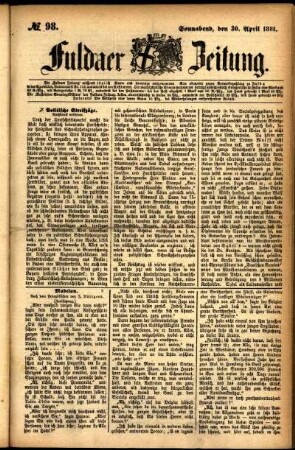 Ausgabe vom Samstag, den 30. April 1881.