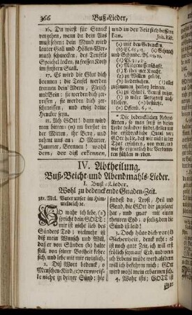 IV. Abtheilung. Buß-Beicht- und Abendmahls-Lieder.