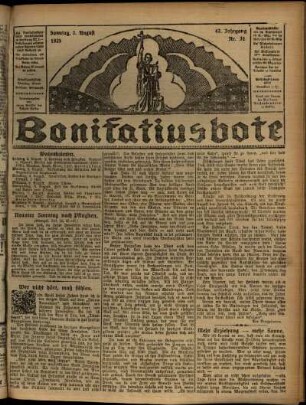 Erste Ausgabe vom Sonntag, den 02. August 1925.